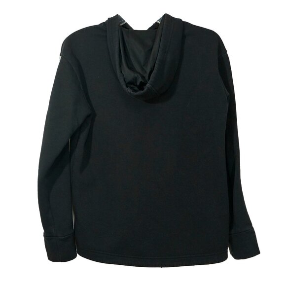 Adidas Black Three Stripe Hoodie Minimalist Street Wear Athletic Pullover Top - Picture 6 of 10